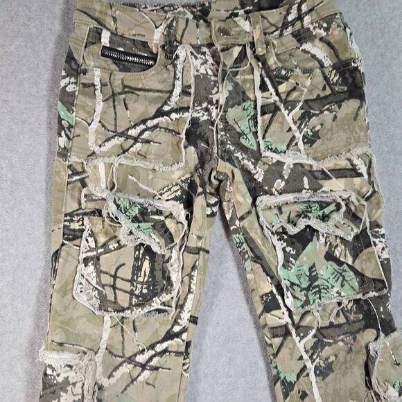 ROCKSTAR Original Shake Tree Camo Distressed Stacked Flare Jean 28x28 - Picture 3 of 11